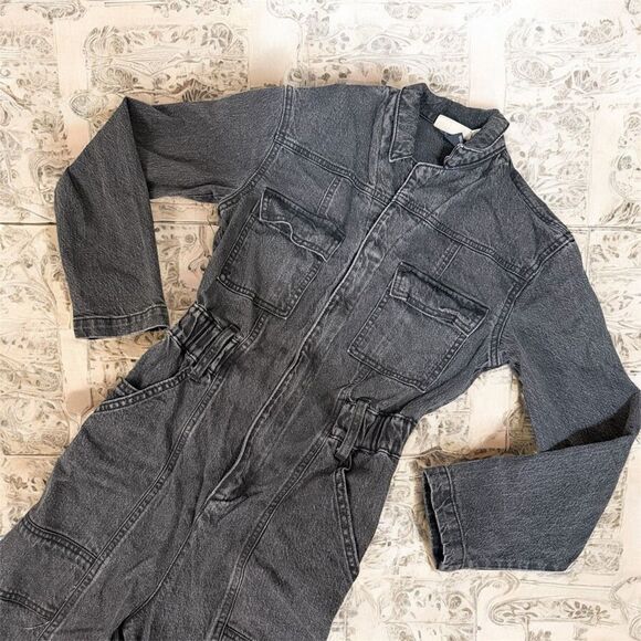 Universal Thread Gray Boiler Suit Jumpsuit Denim Straight Leg 0 - Picture 1 of 7